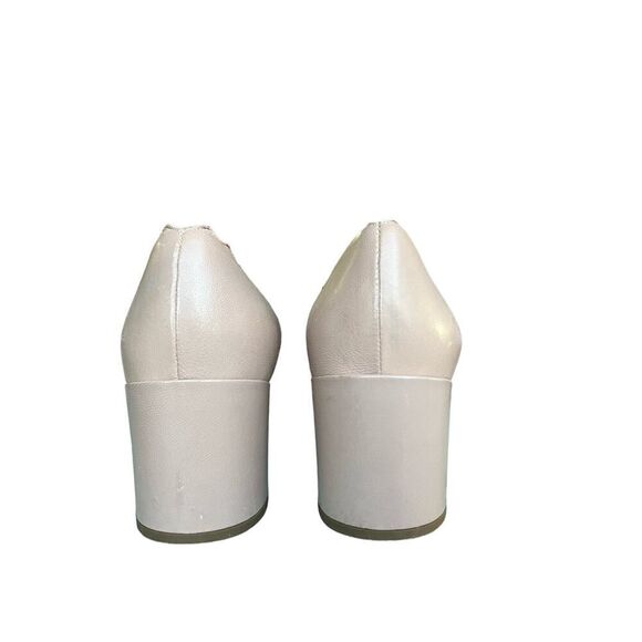 CHLOE Beige Leather Scalloped Block Heel Pumps Made Italy USA Size 8, MSRP:$550 - Picture 5 of 10